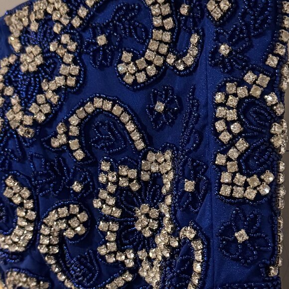 Sherri Hill Royal Blue Crystal Embellished Gown, Style 8545, Sz 4 - Picture 4 of 14